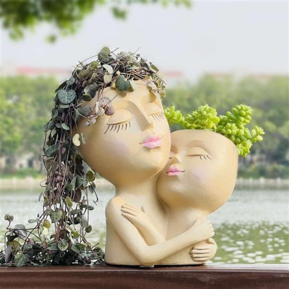 Double Face Planters Pots Head Planter for Indoor Plants, Great Unique Gifts - Picture 4 of 7